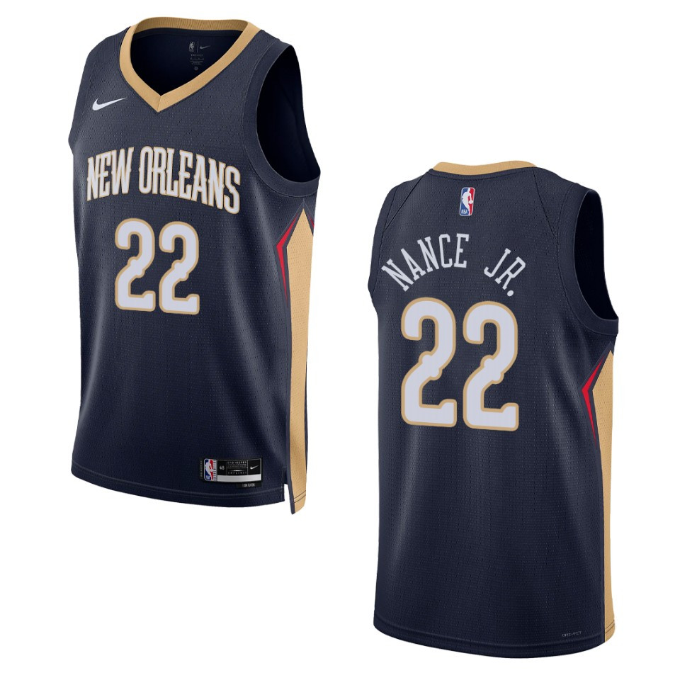 2022-23 Icon Edition New Orleans Pelicans Larry Nance Jr Navy Swingman Basketball Jersey