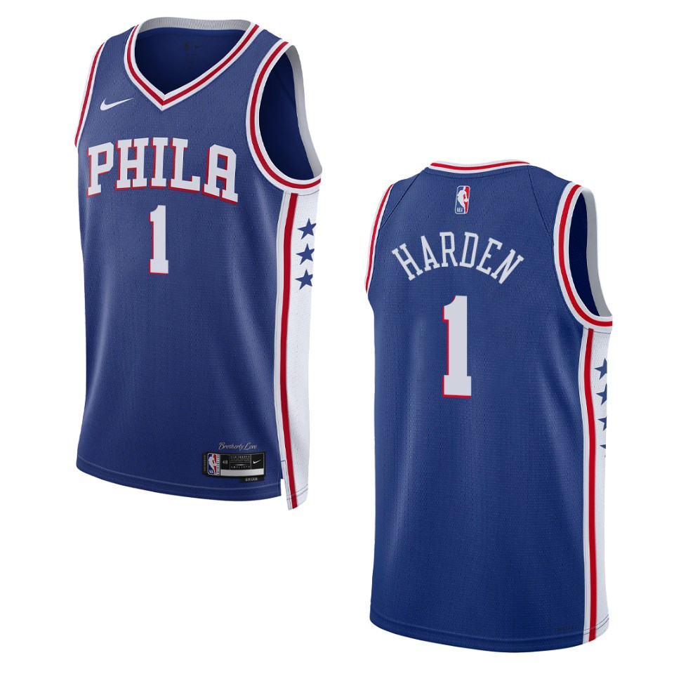 2022-23 Icon Edition Philadelphia 76ers James Harden Royal Swingman Basketball Jersey