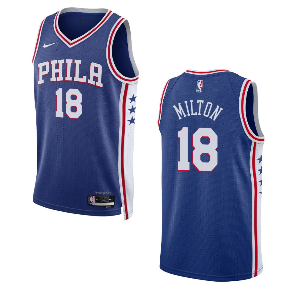 2022-23 Icon Edition Philadelphia 76ers Shake Milton Royal Swingman Basketball Jersey