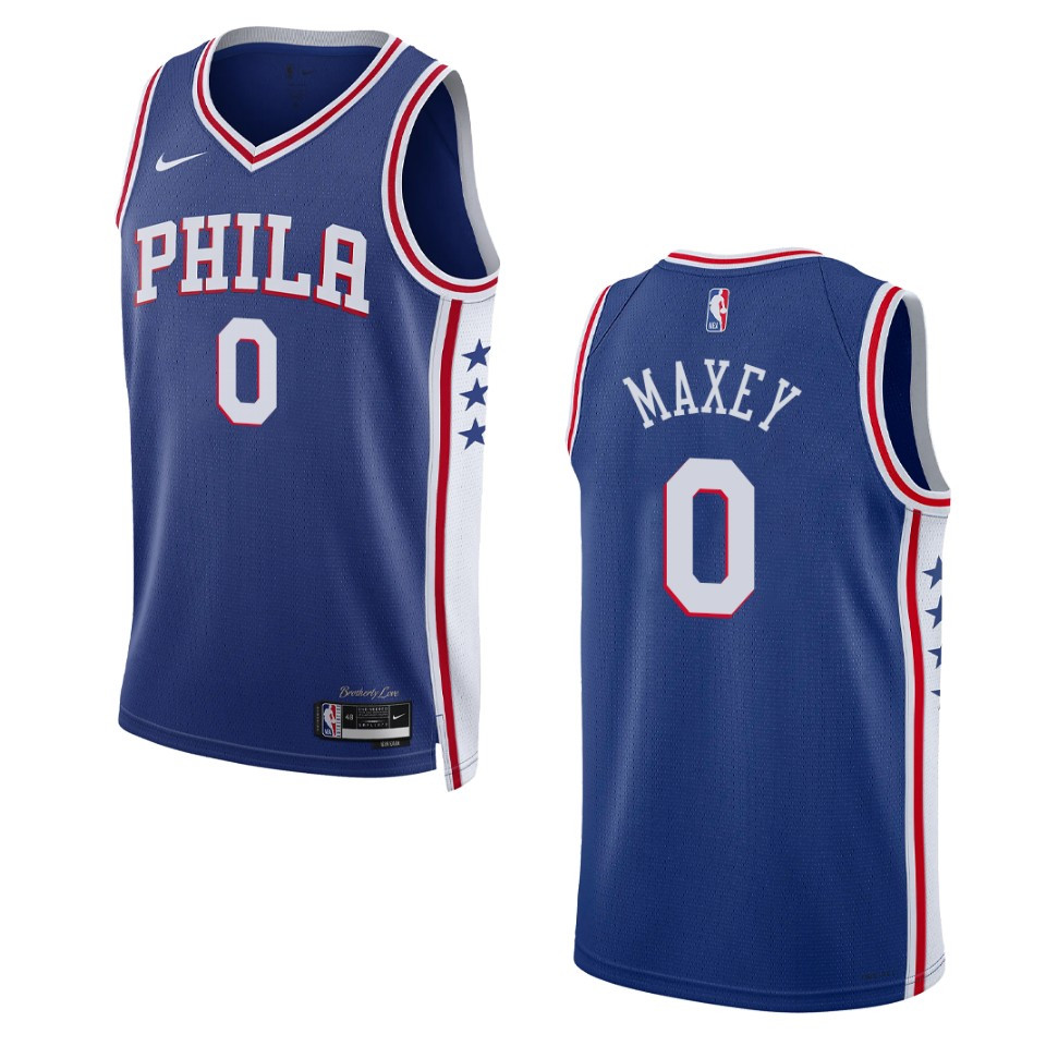 2022-23 Icon Edition Philadelphia 76ers Tyrese Maxey Royal Swingman Basketball Jersey