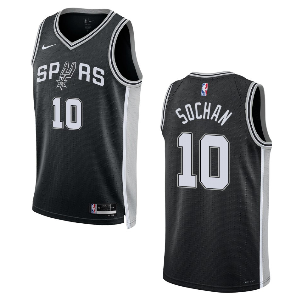2022-23 Icon Edition San Antonio Spurs Jeremy Sochan Black Swingman Basketball Jersey