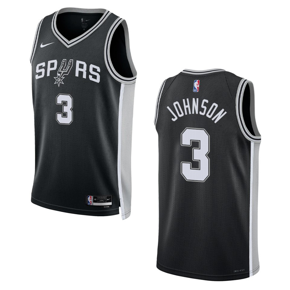 2022-23 Icon Edition San Antonio Spurs Keldon Johnson Black Swingman Basketball Jersey