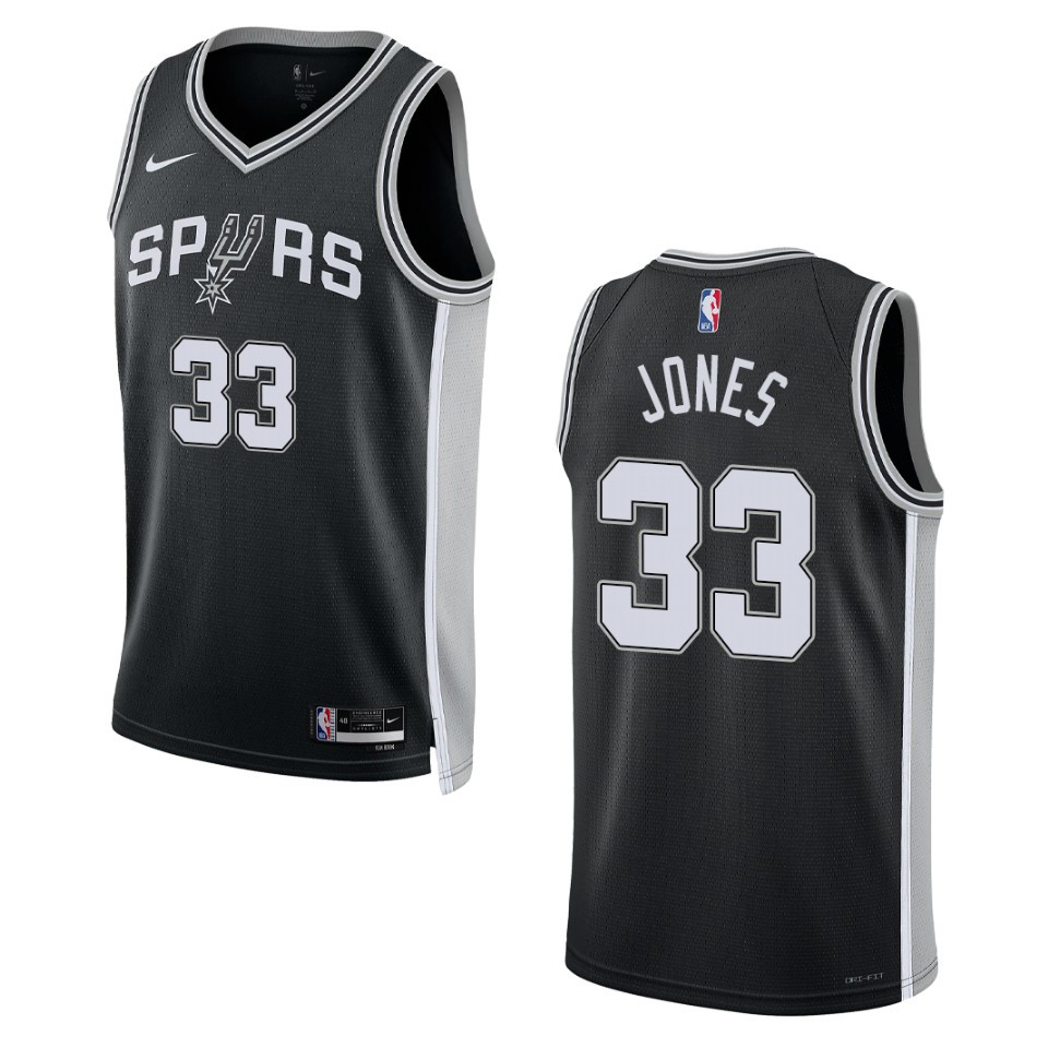 2022-23 Icon Edition San Antonio Spurs Tre Jones Black Swingman Basketball Jersey
