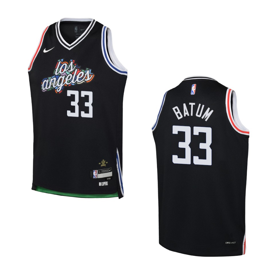 2022-23 Los Angeles Clippers Youth City Edition Nicolas Batum Black Basketball Jersey