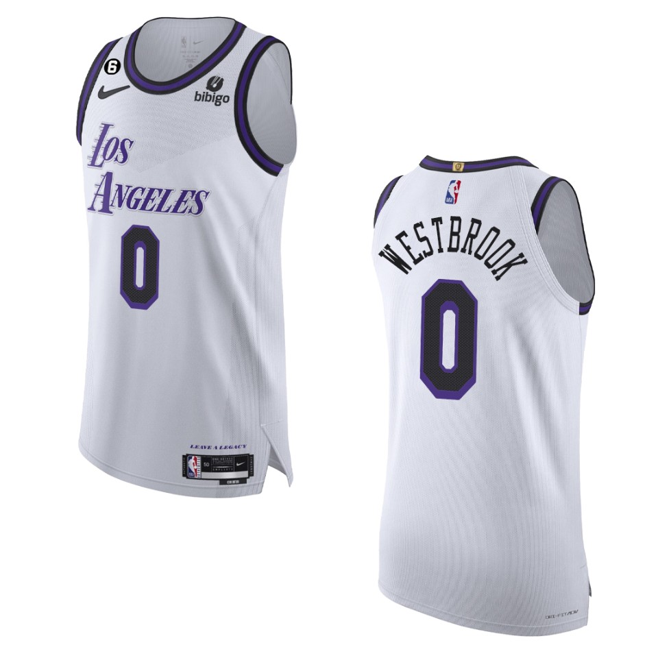 2022-23 Los Angeles Lakers Russell Westbrook White City Basketball Jersey