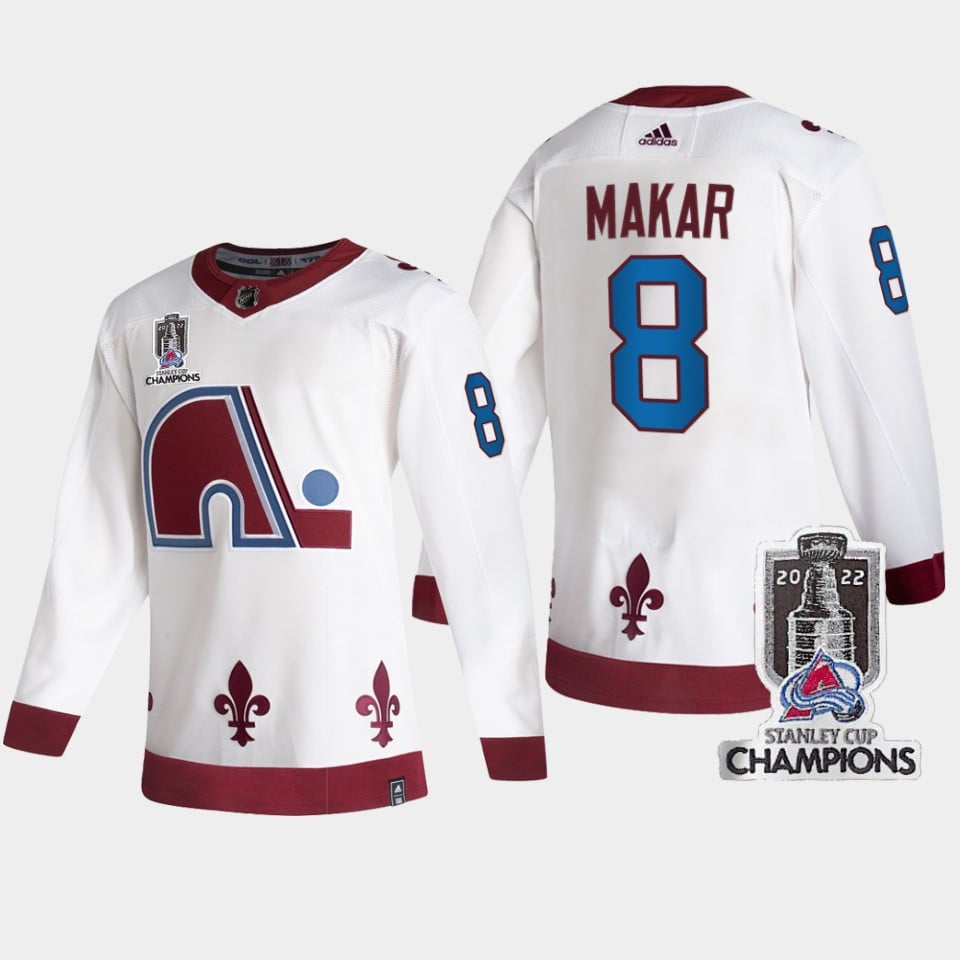 2022 Stanley Cup Champs Cale Makar 8 Colorado Avalanche White Hockey Jersey Reverse Retro - JS351 