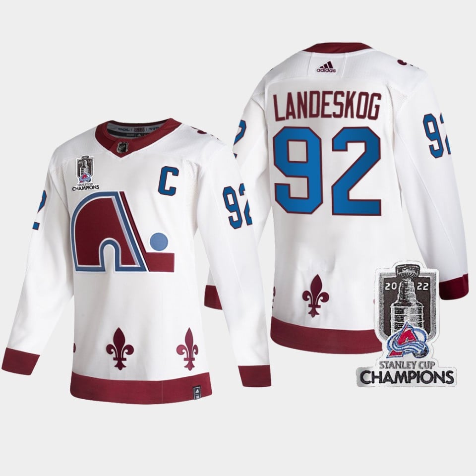 2022 Stanley Cup Champs Gabriel Landeskog 92 Colorado Avalanche White Hockey Jersey Reverse Retro - JS251 