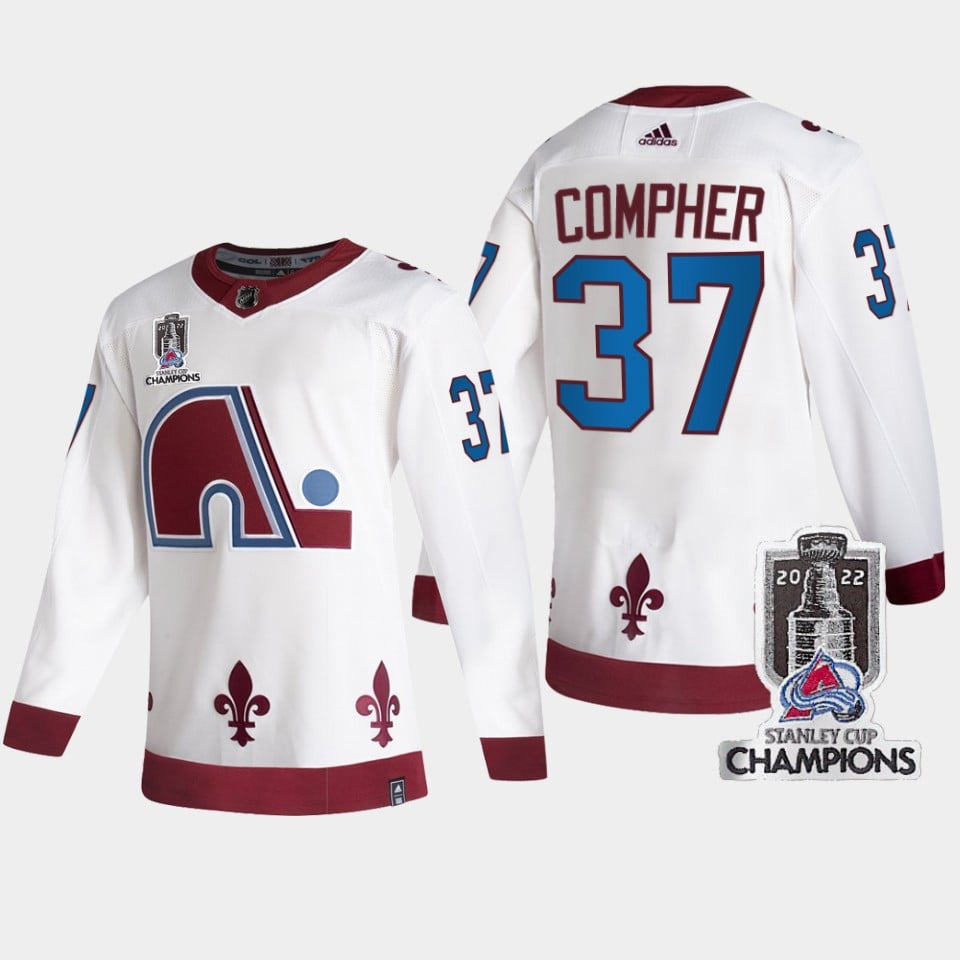 2022 Stanley Cup Champs J.T. Compher 37 Colorado Avalanche White Hockey Jersey Reverse Retro - JS634 