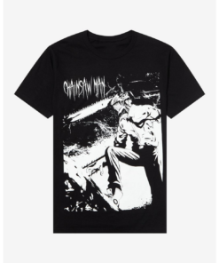 Men's Chainsaw Man Oversized T-Shirt Denji Manga Style Cotton Black Adult Size S-4XL