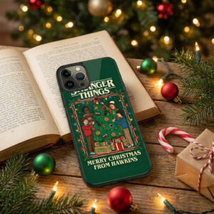 Alternative view of Upside Down Inspired Phone Case Red Lightning Portal Aesthetic Shadow Figure Horror Case Season 5 Style Design Dark Fantasy iPhone Cover