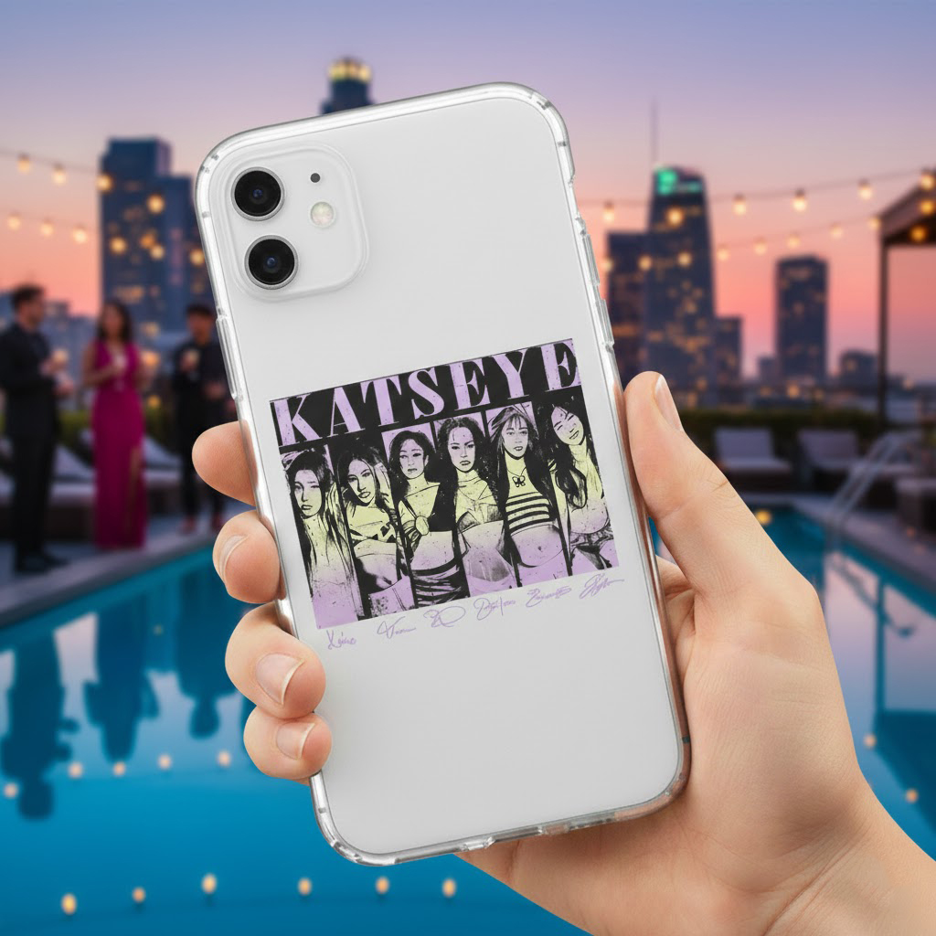 Clear Phone Case KATSEYE (K-Pop/Pop Group) - Signed Photo Graphic - Image 2