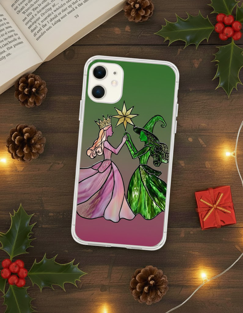 Wicked Musical "Defying Gravity" Phone Case - Stained Glass Elphaba & Glinda Art - Image 3