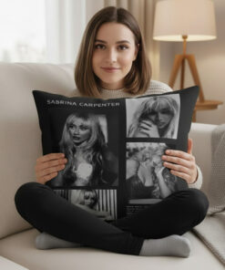 Alternative view of Sabrina Carpenter Black and White Photo Collage Throw Pillow