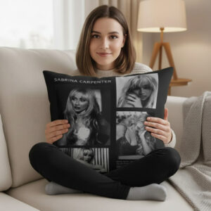 Alternative view of Sabrina Carpenter Black and White Photo Collage Throw Pillow