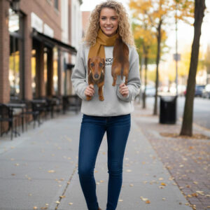 Alternative view of Animal Scarf – Dachshund Dog Scarf, Novelty Silk Scarf, Funny Pet Scarf