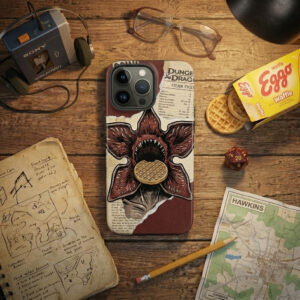 Alternative view of Retro Monster Waffle Phone Case – Vintage Horror Aesthetic Cover