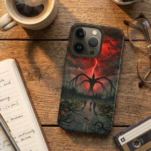 Alternative view of Shadow Giant in the Red Sky – Horror Landscape Phone Case
