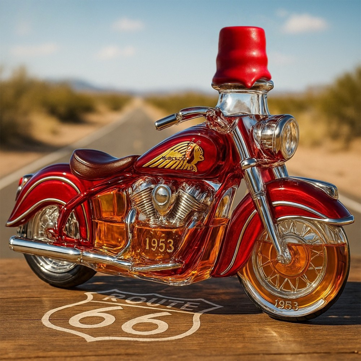 1953 Indian Chief Motorcycle Whiskey Bottle