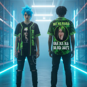 Alternative view of Billie Eilish All-Over Print Baseball Jersey - Front and Back Graphic Tee