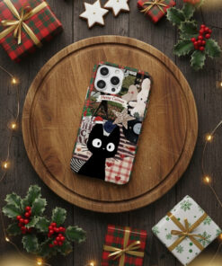 Alternative view of Ghibli Jiji Cat "Merry Catmas" Christmas Collage Phone Case