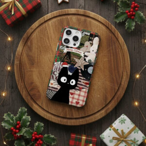 Alternative view of Ghibli Jiji Cat "Merry Catmas" Christmas Collage Phone Case