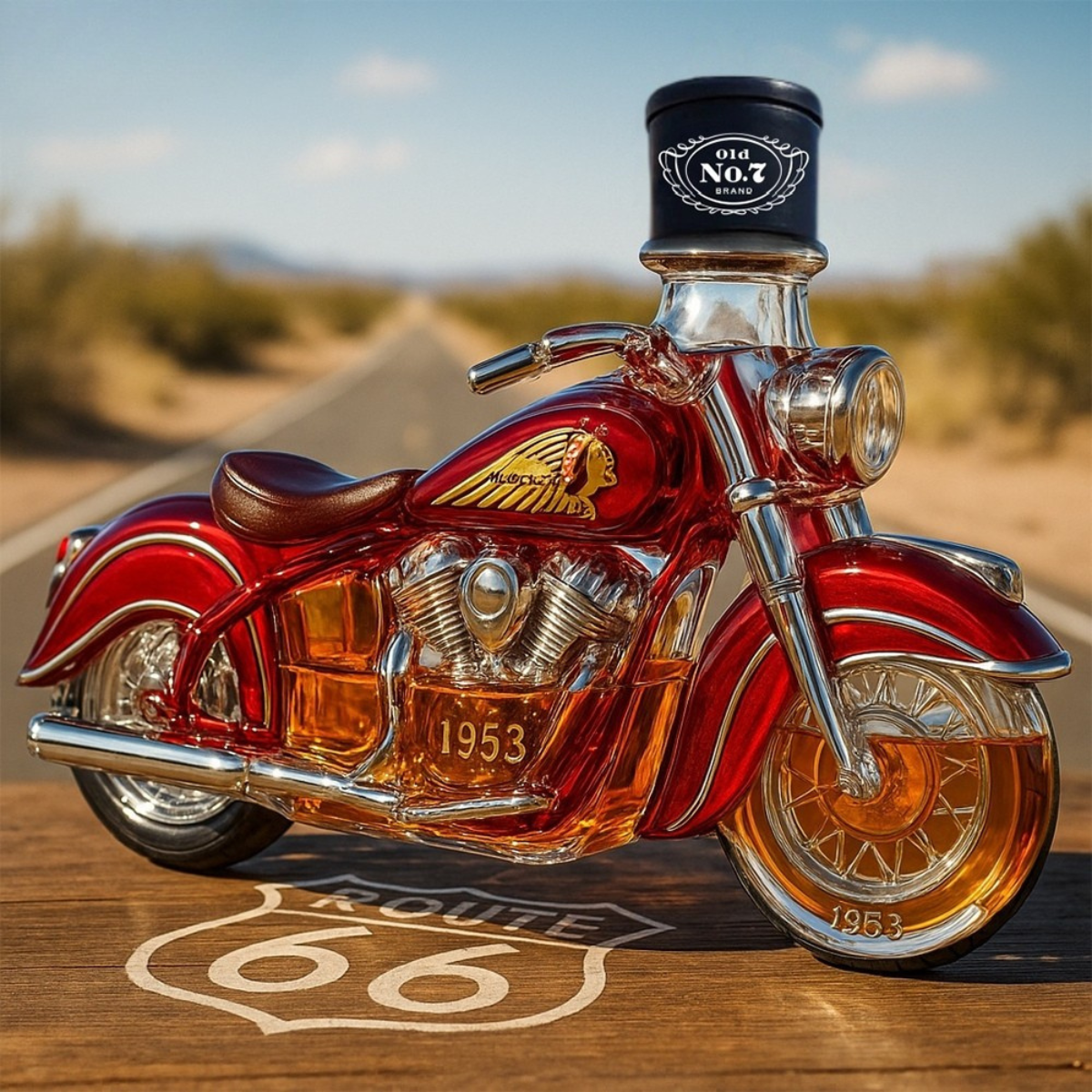 1953 Indian Chief Motorcycle Whiskey Bottle