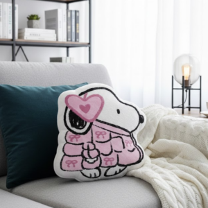 Alternative view of Snoopy with Pink Bow Pillow, Snoopy Puffer Valentine'S Day Pillow