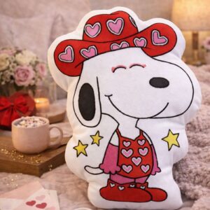 Snoopy Valentine Hearts Pillow, Snoopy Puffer Valentine'S Day Pillow