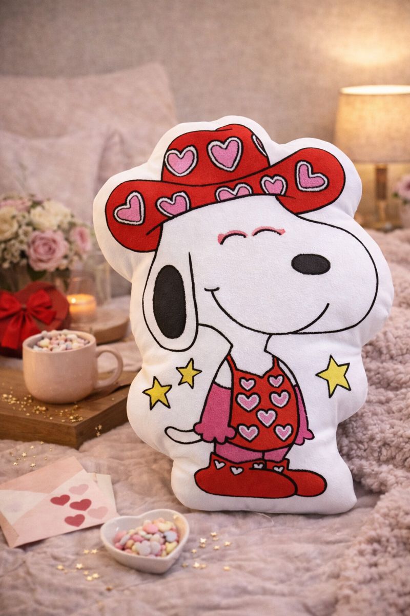 Snoopy Valentine Hearts Pillow, Snoopy Puffer Valentine'S Day Pillow