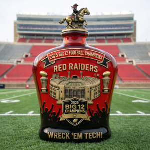 Texas Tech Red Raiders 2025 Big 12 Football Champions Whiskey Bottle