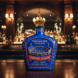 Alternative view of Highmark Stadium 2025 Farewell Commemorative Whiskey Bottle Buffalo Football Tribute