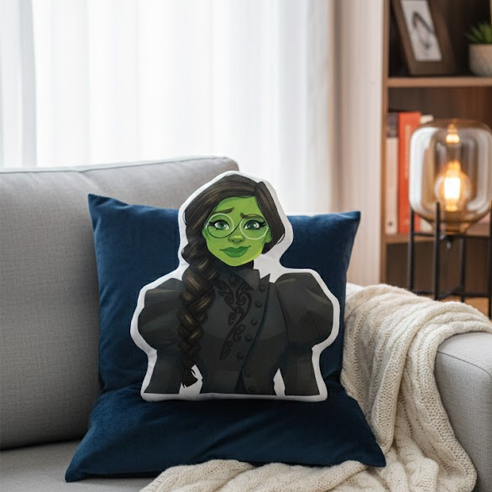 Green Witch Elphaba Illustration Pillow - Wicked Fan Art Collectible - Image 3