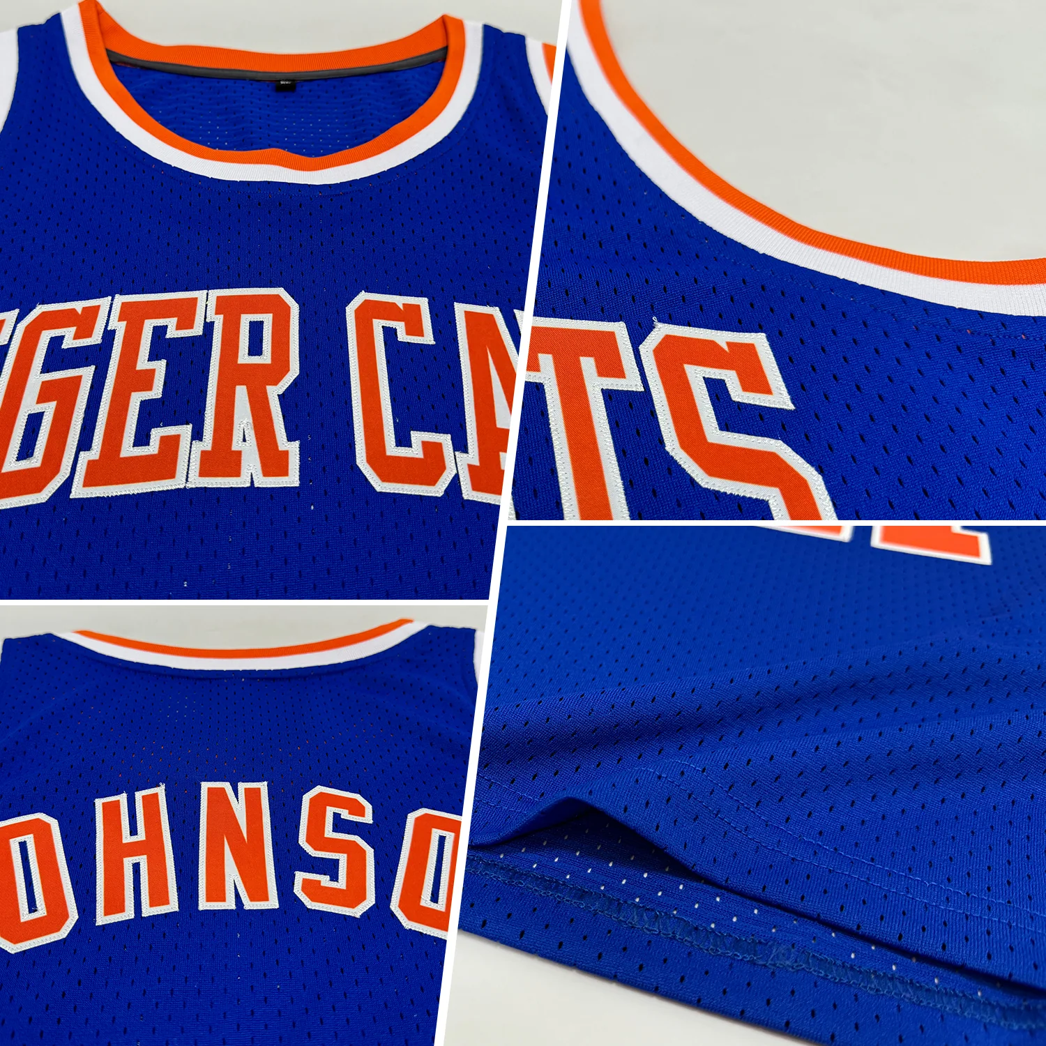 Custom Royal Orange-White Authentic Throwback Basketball Jersey - Image 2