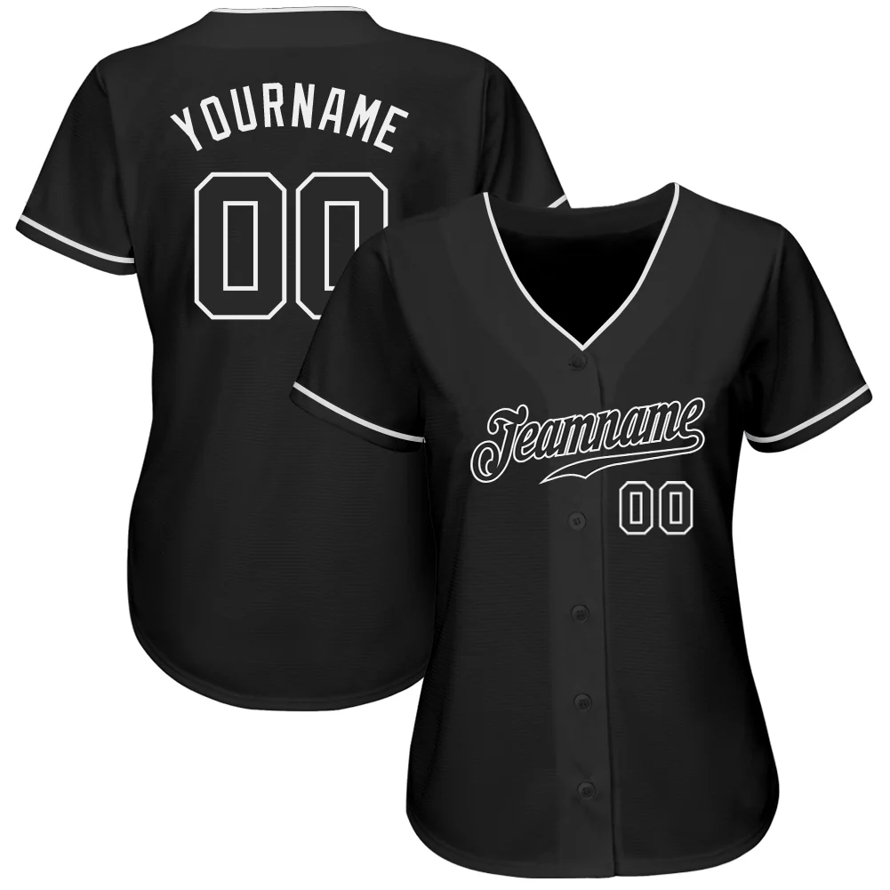 Custom Black Black-White Authentic Baseball Jersey - Image 4