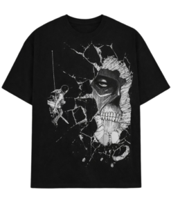 Men's Colossal Titan Anime Oversized T-Shirt Heavyweight Cotton Black Adult