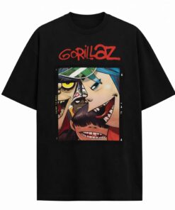 Men's Gorillaz Graphic Oversized T-Shirt Virtual Band 100% Cotton Charcoal Adult Size S-4XL