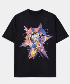 Men's The Amazing Digital Circus Graphic Oversized T-Shirt Pomni Cotton Black Adult Size S-4XL