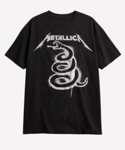Men's Metallica Graphic Oversized T-Shirt The Black Album Snake Cotton Black Adult Size S-4XL