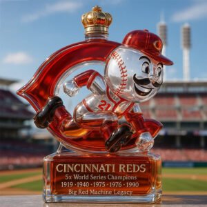 Cincinnati Reds Big Red Machine Trophy 5X World Series Champions Whiskey Bottle
