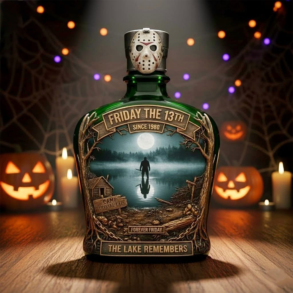 Friday The 13Th Jason Mask Whiskey Bottle Decor Horror Movie Halloween Collectible