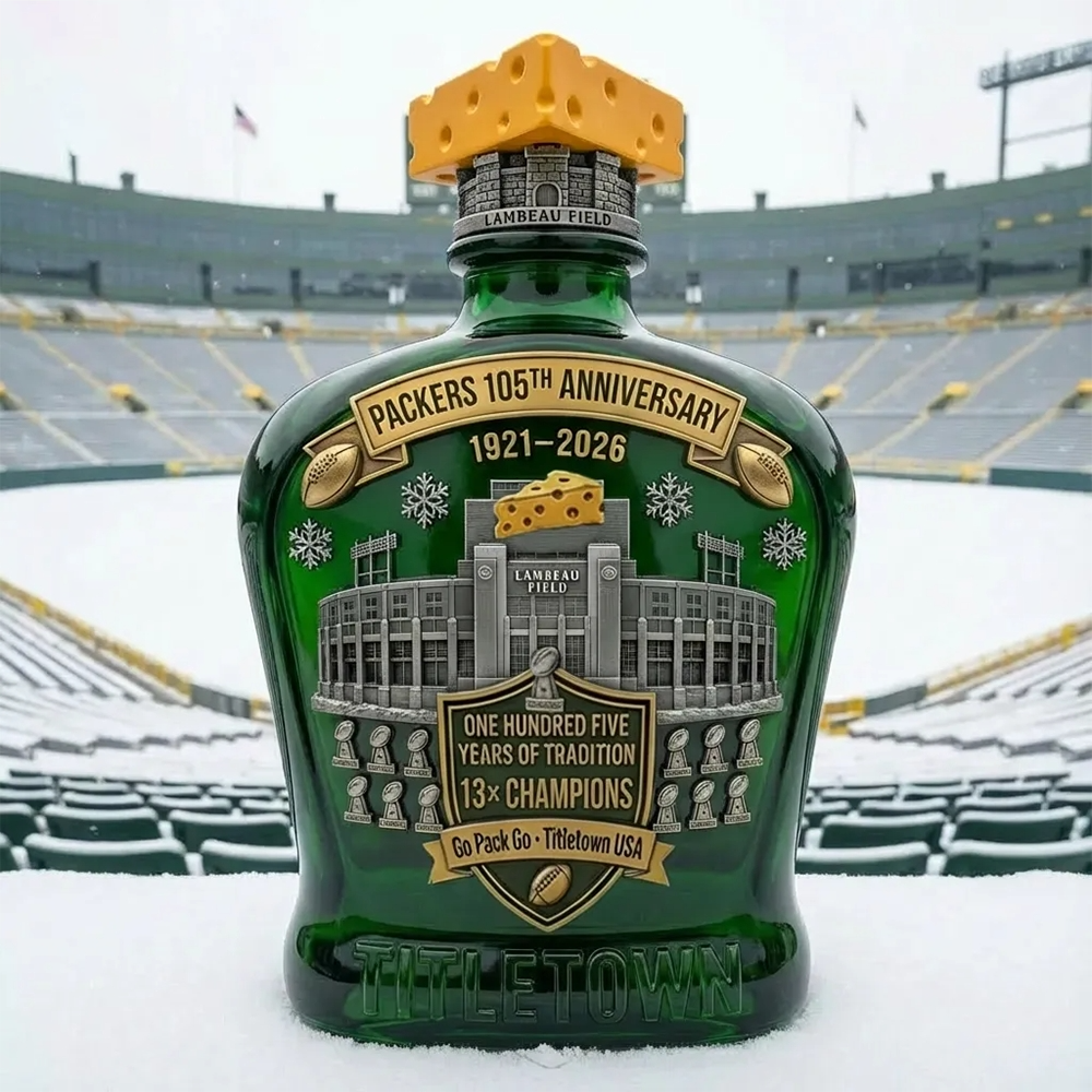 Green Bay Packers 105Th Anniversary Whiskey Bottle 2026 Nfl Lambeau Field Fan Collectible