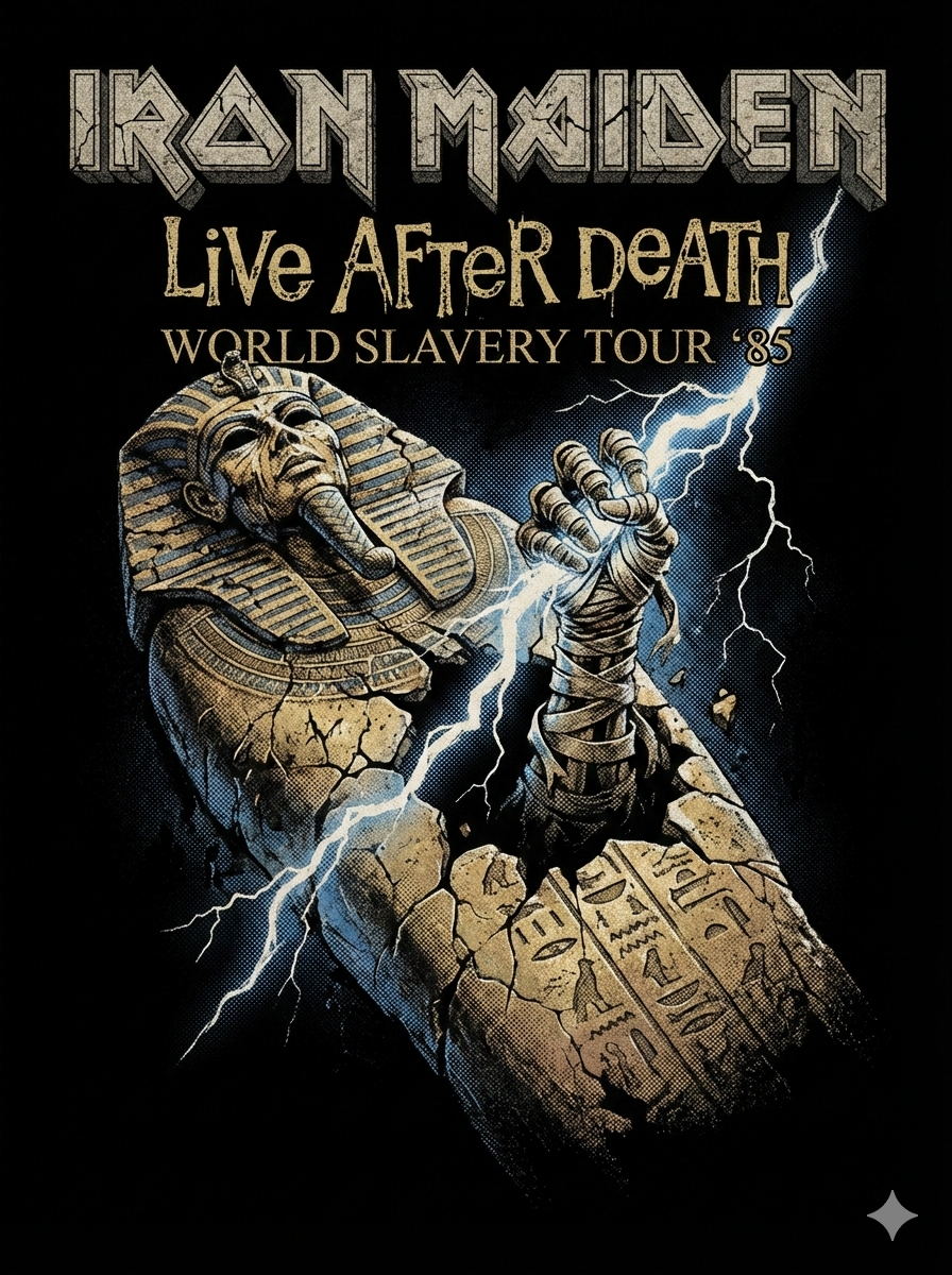 Iron Maiden Live After Death 1985 World Slavery Tour Vintage Metal Bootleg Washe - Image 3