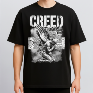 Alternative view of Creed Human Clay Tour Vintage 90s Post Grunge Bootleg Distressed Religious Icono