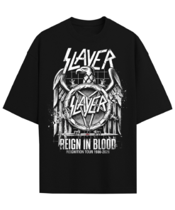 Slayer Reign In Blood Vintage 80s Thrash Metal Bootleg Distressed Black Tee