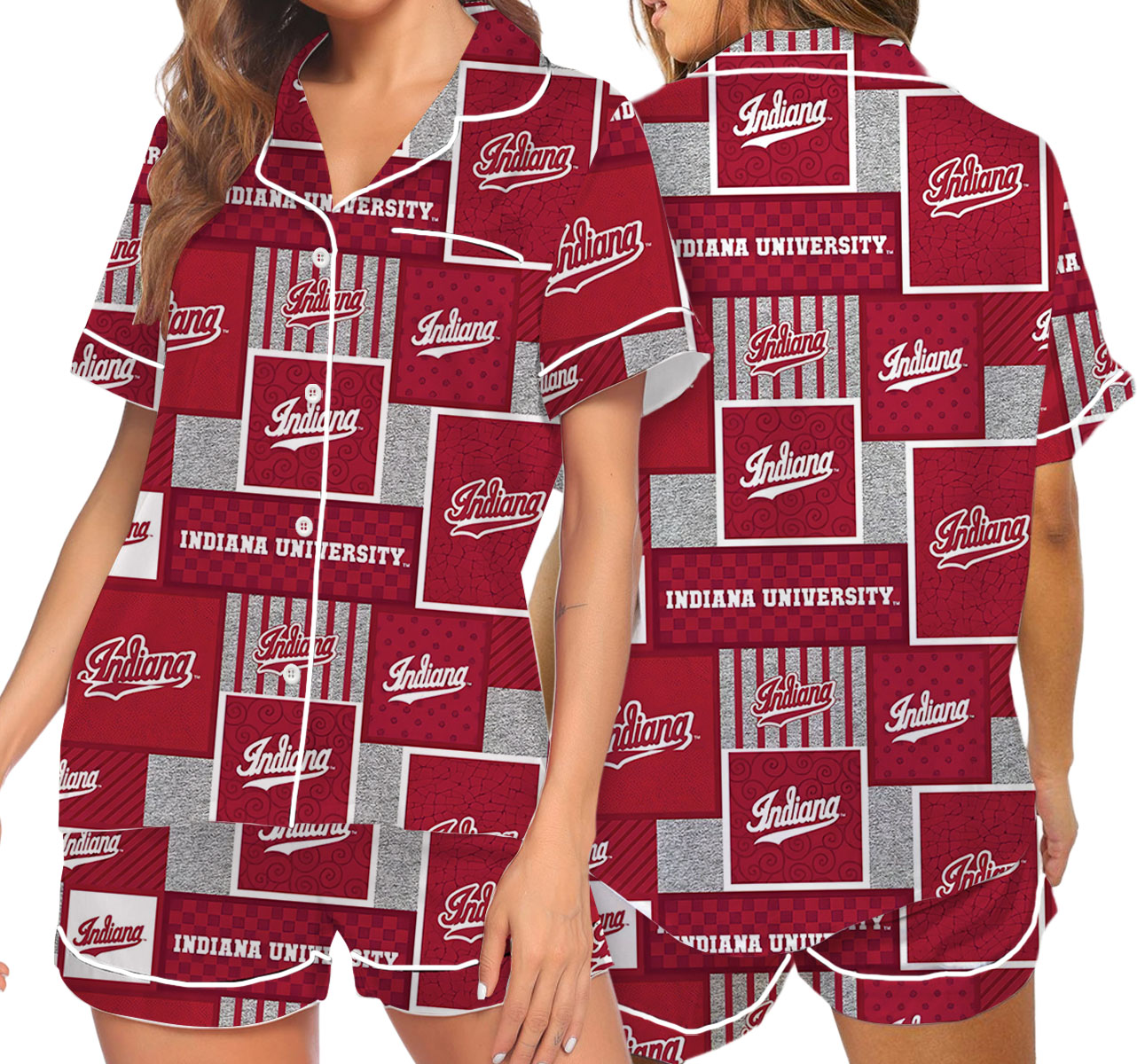 Indiana University Hoosiers Satin Pajama Set For Women - Image 6