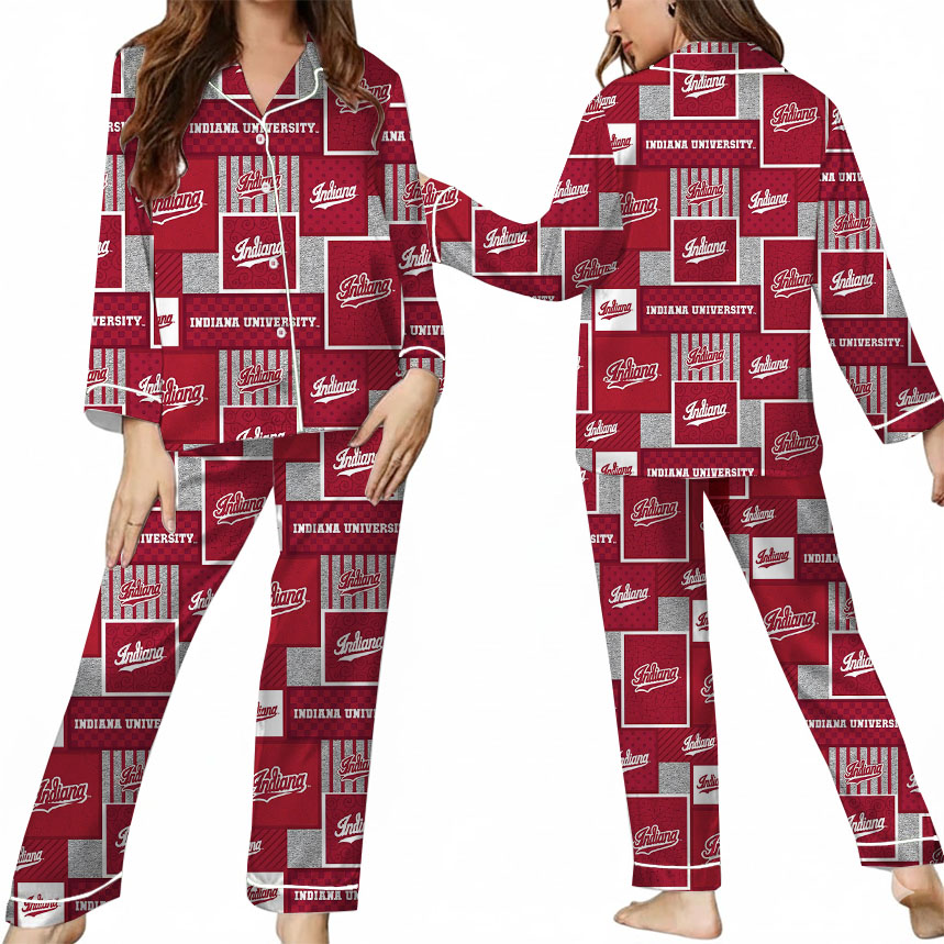 Indiana University Hoosiers Satin Pajama Set For Women - Image 8