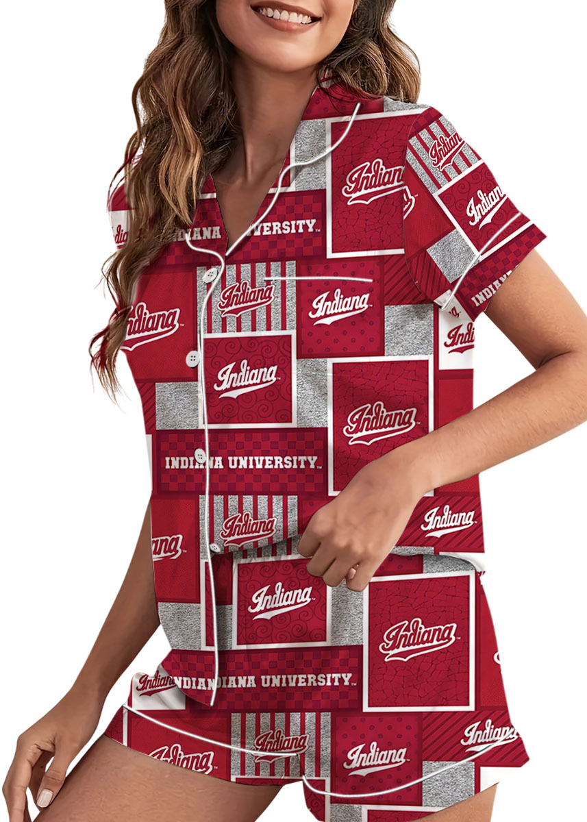 Indiana University Hoosiers Satin Pajama Set For Women - Image 4