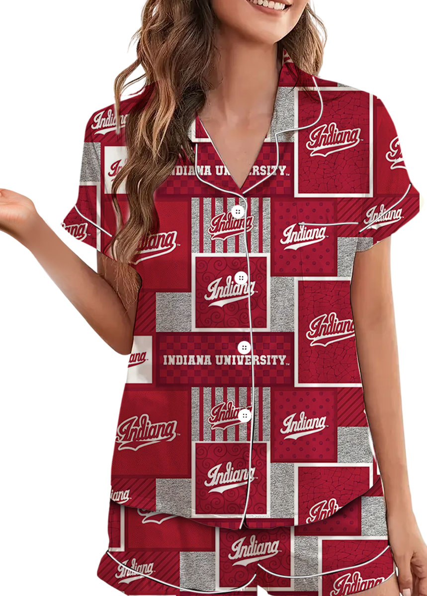 Indiana University Hoosiers Satin Pajama Set For Women