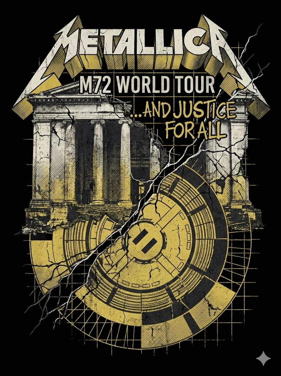 Metallica M72 Tour Vintage Thrash Metal Architecture Bootleg Washed Streetwear - Image 3