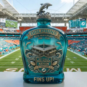 Miami Dolphins 60Th Anniversary 2026 Decorative Whiskey Bottle